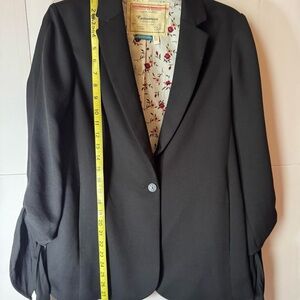 Anthropologie Charcoal Blazer with Floral Interior